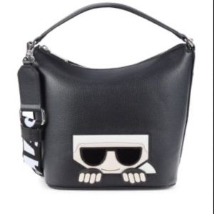I selling Karl lagerfeld logo leather bucket bag black